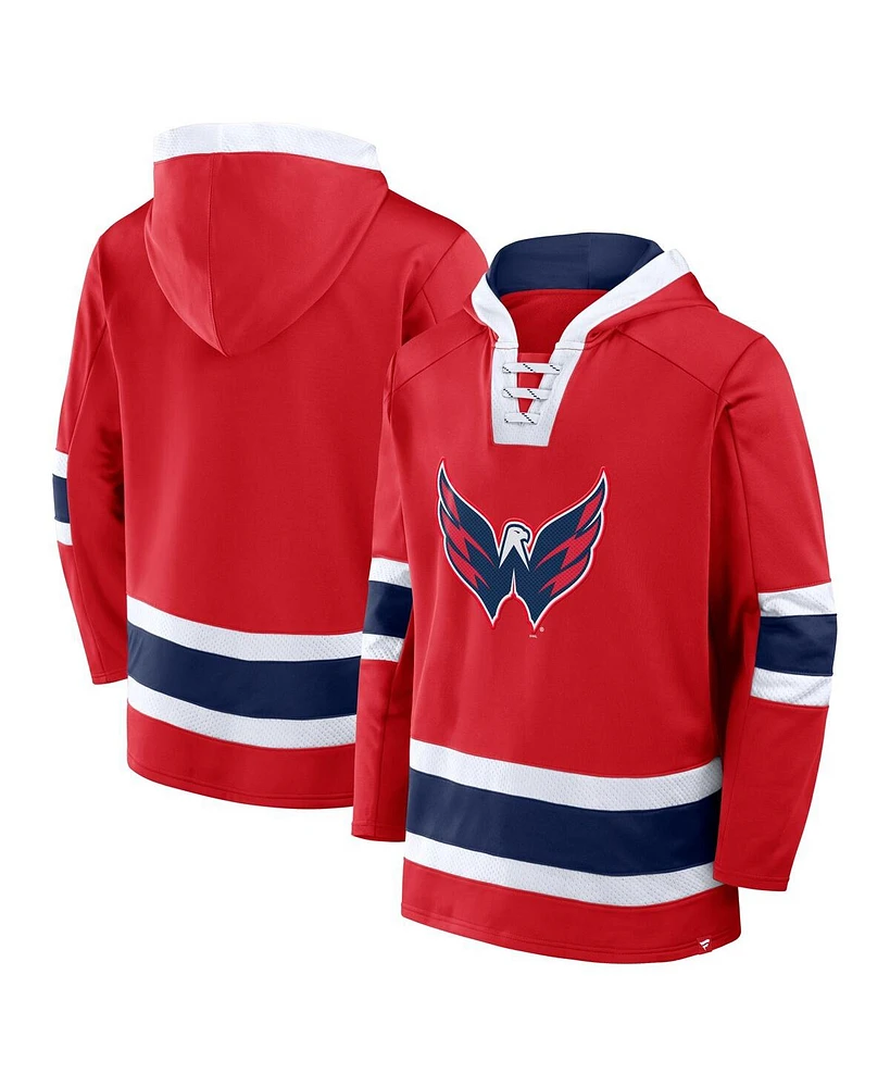 Fanatics Men's Red Washington Capitals Inside Line Fleece Pullover Hoodie