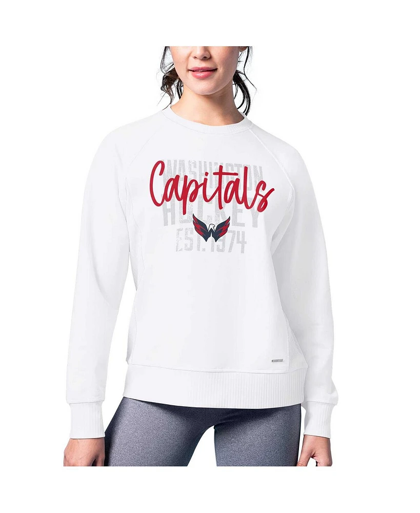 Msx by Michael Strahan Women's White Washington Capitals Millie Raglan Pullover Sweatshirt