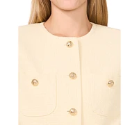 CeCe Women's Long Sleeve Collarless Tweed Jacket