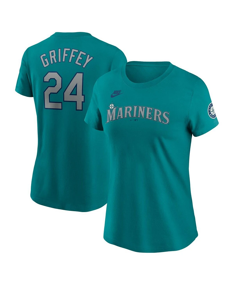 Nike Women's Ken Griffey Jr. Aqua Seattle Mariners Cooperstown Collection Name Number T-Shirt