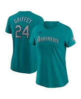 Nike Women's Ken Griffey Jr. Aqua Seattle Mariners Cooperstown Collection Name Number T-Shirt