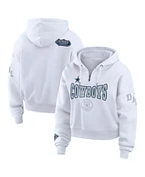 Wear by Erin Andrews Women's White Dallas Cowboys Plus Patch Quarter-Zip Hoodie