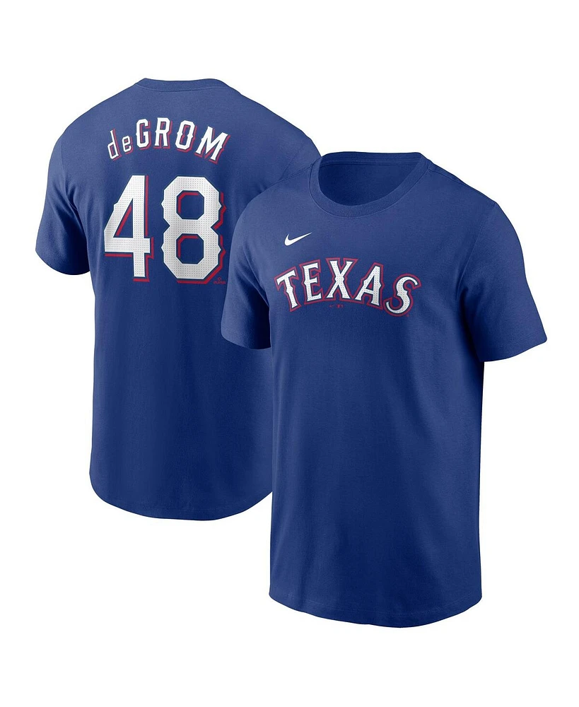 Nike Men's Jacob deGrom Royal Texas Rangers Fuse Name Number T-Shirt