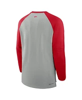 Nike Men's Heather Gray/Red Washington Nationals Authentic Collection Game Time Raglan Performance Long Sleeve T-Shirt