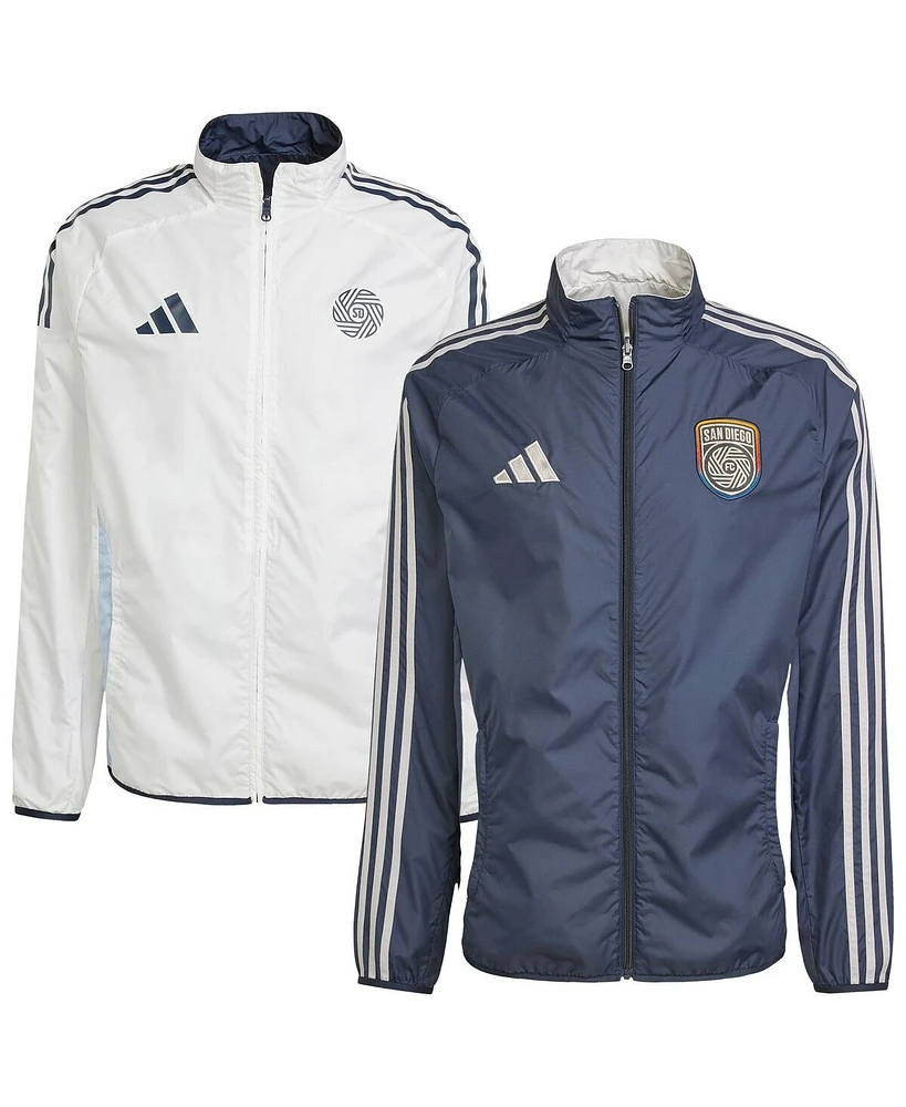 Adidas Men's Navy/White San Diego Fc 2025 Anthem Reversible Full-Zip Jacket