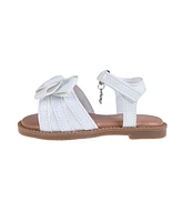 Bebe Toddler Girls Bow and Charm with Rhinestones Sandals