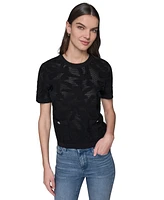 Karl Lagerfeld Paris Women's Bow-Stitch Short-Sleeve Sweater