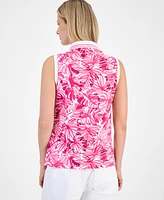 Nautica Jeans Women's Printed Pique-Knit Sleeveless Top