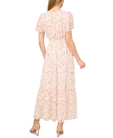 CeCe Women's Floral Flutter-Sleeve Maxi Dress