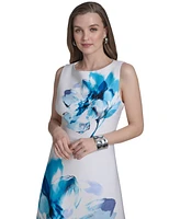 Halston Women's Floral-Print Fit & Flare Dress