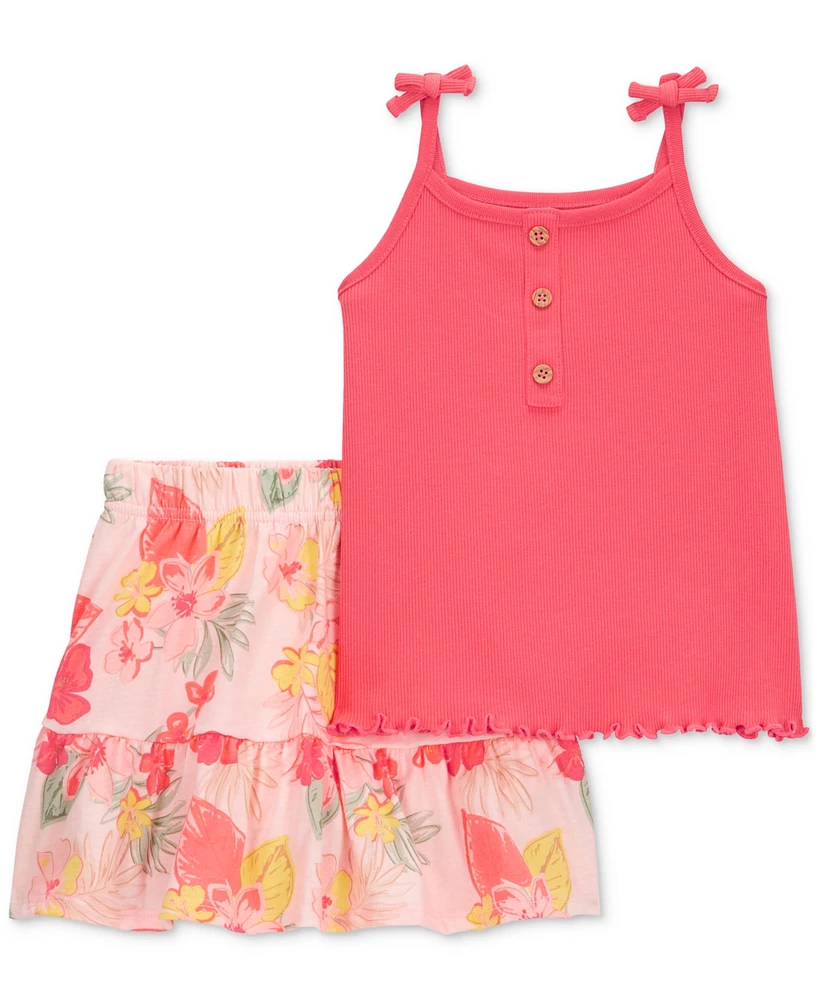 Carter's Toddler Girls Ribbed Tank Top & Floral Pull-On Skort, 2 Piece Set