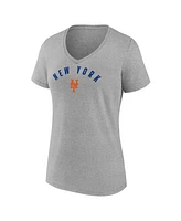Fanatics Women's Gray New York Mets V-Neck T-Shirt
