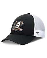 Fanatics Men's Black/White Anaheim Ducks Rink 9 Adjustable Hat
