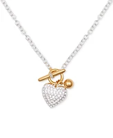 Guess Two-Tone Pave Heart 18" Pendant Necklace