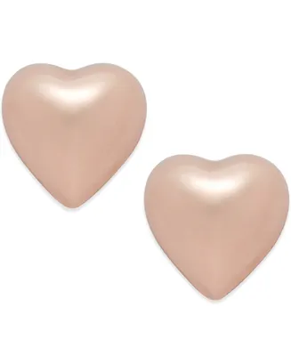 Dimensional Heart Stud Earrings in 10k Rose Gold