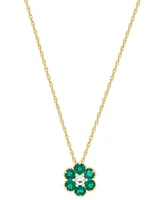 2-Pc. Set Lab-Created Emerald (1-3/8 ct. t.w.) & Lab-Created White Sapphire (1/3 ct. t.w.) Flower Pendant Necklace & Matching Stud Earrings in 14k Yel