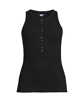 Lands' End Women's Drapey Rib Fitted Henley Tank Top