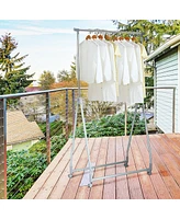 Clothes Drying Rack, Extendable Foldable Heavy Duty Clothing Rack with Hanging Rod