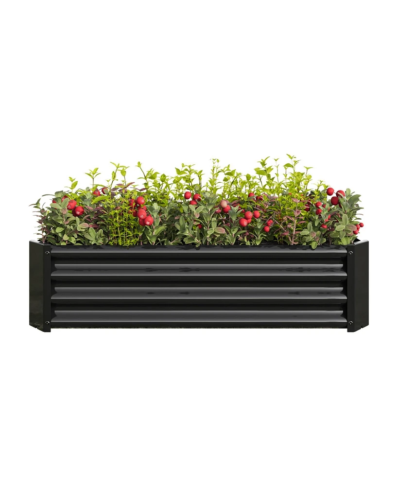 Metal Raised Garden Bed, Rectangle Raised Planter 4×2×1ft for Flowers Plants, Vegetables Herb Veezyo