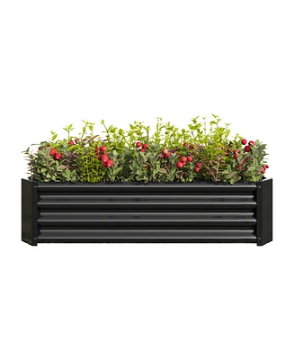 Metal Raised Garden Bed, Rectangle Raised Planter 4×2×1ft for Flowers Plants, Vegetables Herb Veezyo