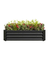 Metal Raised Garden Bed, Rectangle Raised Planter 4×2×1ft for Flowers Plants, Vegetables Herb Veezyo