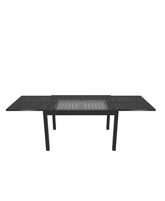 Expandable Patio Dining Table, Metal Aluminum Outdoor Table for Porch Lawn Garden Bistro Rectangular Table