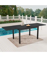 Expandable Patio Dining Table, Metal Aluminum Outdoor Table for Porch Lawn Garden Bistro Rectangular Table