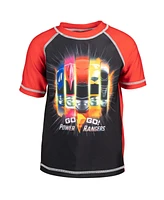 Power Rangers Little Boys Rash Guard and Swim Trunks Outfit Set