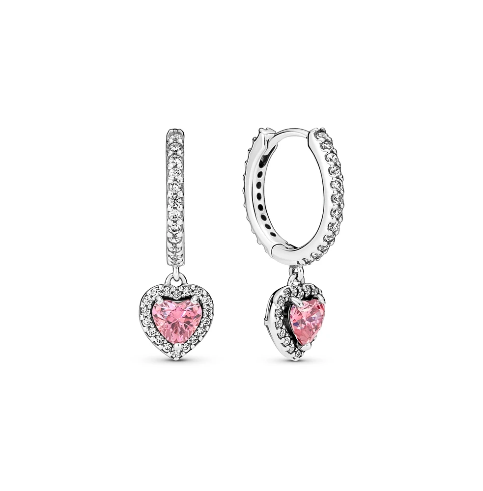 Pandora Sterling Silver Sparkling Halo Heart Hoop Earrings