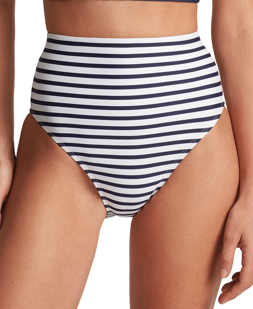 Lauren Ralph Women's Modern High Waist Striped Bikini Bottoms