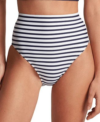 Lauren Ralph Women's Modern High Waist Striped Bikini Bottoms