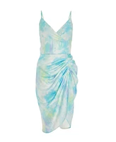 Quiz Women's Smudge Satin Wrap Midi Dress