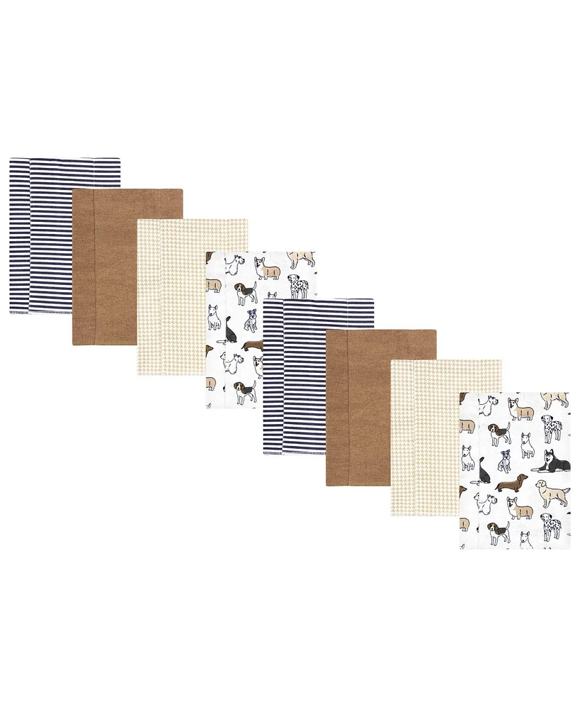 Hudson Baby Boys and Girls Cotton Poly Flannel Burp Cloths 8-Pack, Handsome Dogs, One Size