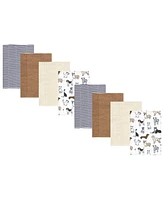 Hudson Baby Boys and Girls Cotton Poly Flannel Burp Cloths 8-Pack, Handsome Dogs, One Size