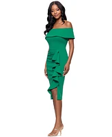 Betsy & Adam Women's Ruffled Off-The-Shoulder Sheath Dress