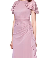 Betsy & Adam Women's Draped Lace-Sleeve Gown