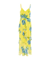 Quiz Women's Floral Chiffon Frill Detail Maxi Dress