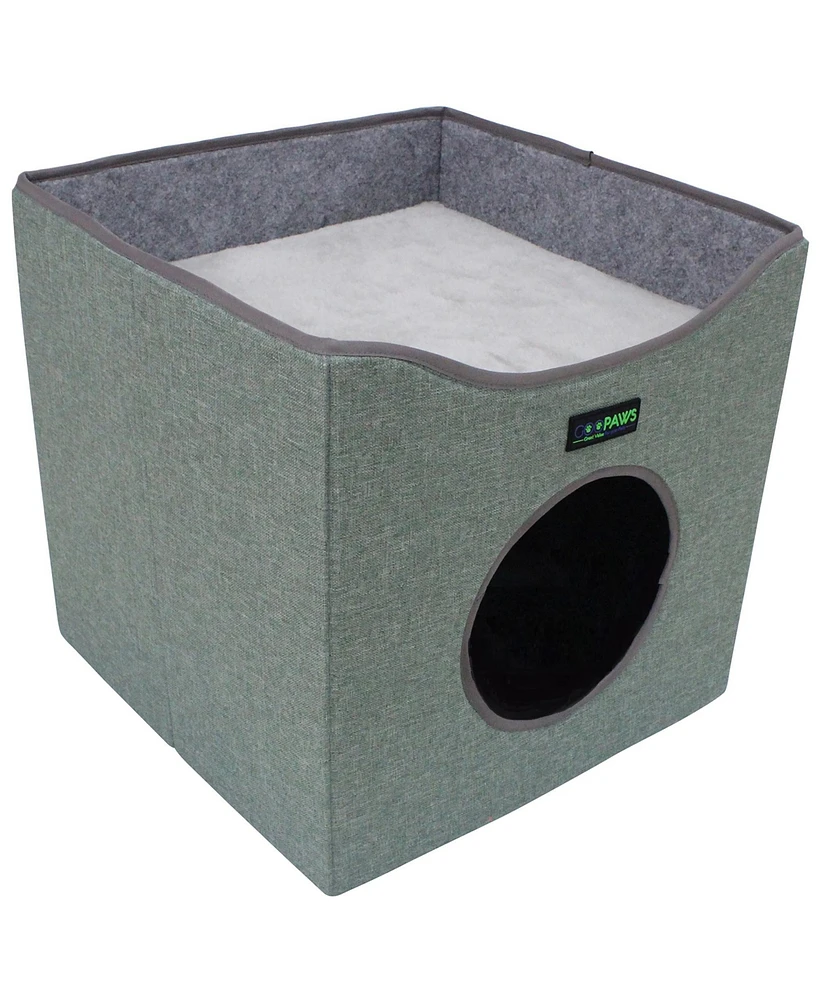 Foldable Cat Condo: Sage Green