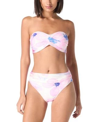 Carmen Marc Valvo Womens Twist Bikini Top Ruched Bottoms