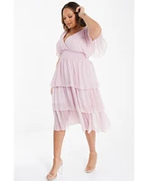 Quiz Plus Chiffon Glitter Tiered Dress