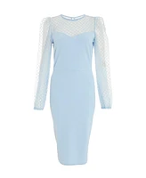 Quiz Women's Scuba Crepe/Mesh Sweetheart Midi Dress