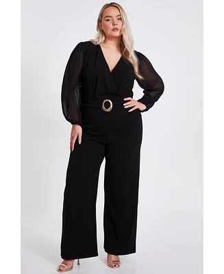 Quiz Plus Chiffon Wrap Buckle Jumpsuit