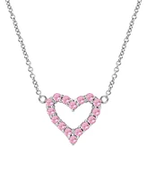 Lab Grown Pink Sapphire Open Heart Pendant 18" Necklace (3/4 ct. t.w.) in Sterling Silver