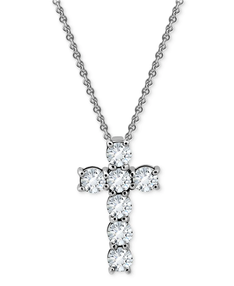 Giani Bernini Round Cubic Zirconia Chunky Cross Pendant Necklace, 16" + 2" extender