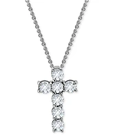 Giani Bernini Round Cubic Zirconia Chunky Cross Pendant Necklace, 16" + 2" extender