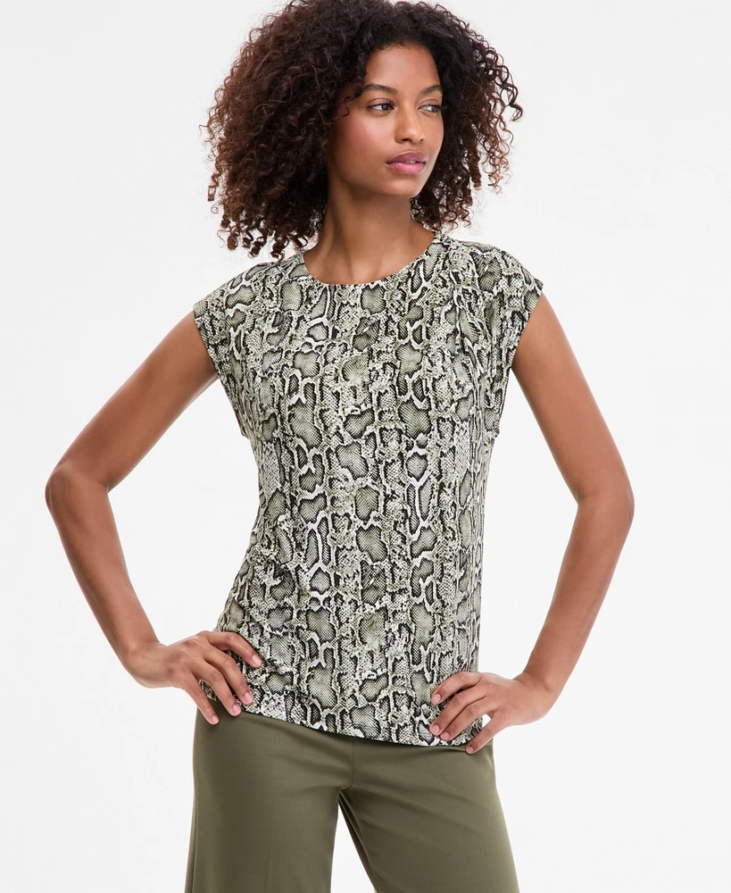 Anne Klein Women's Printed Cap-Sleeve Blouse