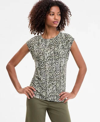 Anne Klein Women's Printed Cap-Sleeve Blouse