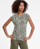 Anne Klein Women's Printed Cap-Sleeve Blouse