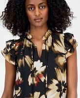 Anne Klein Women's Ruffle-Sleeve Tie-Neck Blouse