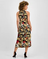 Anne Klein Women's Printed Sleeveless Halter Midi Dress